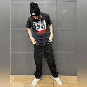 Empyre Loose Fit Embroidered Black Denim Skate Pants